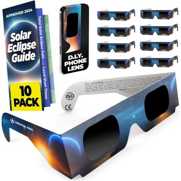 Solar Eclipse Glasses AAS Approved 2024 10 Pack CE and ISO Certified Safe Shades - Picture 1 of 8